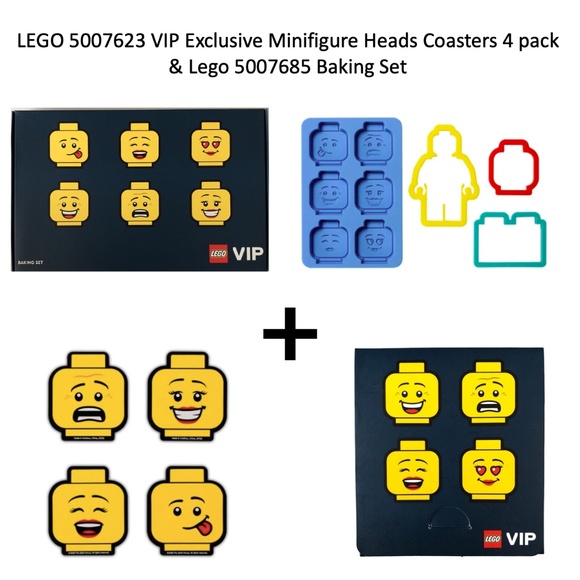 Lego Other - LEGO 5007623 VIP Exclusive Minifigure Heads Coasters & Lego 5007685 Baking Set